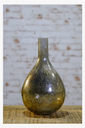 Antique Silver Mercury Bulbous Glass Vase - Artificial Flower #767421