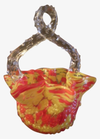 Czechoslovakia Art Deco "spatter Glass" Basket With - Handbag #7601541