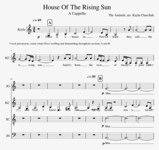House Of The Rising Sun Sheet Music For Piano, Percussion - Sheet Music #7602699