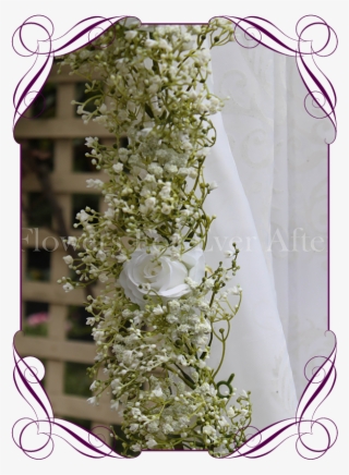 Silk Artificial White Rose And Baby's Breath Wedding - Flower #7605194