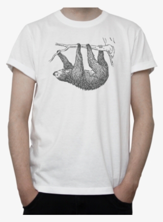 Hanging Sloth T-shirt B&w Pencil Drawing Design Cute - Drugs Funny T Shirt #7614351