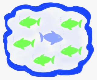 A Circle Of Green Fish Swimming Opposite Of One Blue #7616839