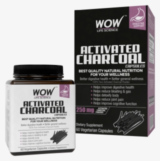 Wow Life Science Activated Charcoal 60 Capsules - Wow Activated Charcoal Capsules #7617343