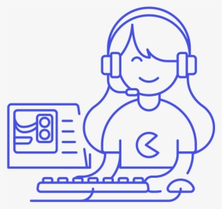 17 Gamer Female Caucasian - Cartoon #7619420