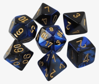 Gemini Polyhedral Black Blue Gold X7 - Chessex Gemini Black Blue Gold #7619745