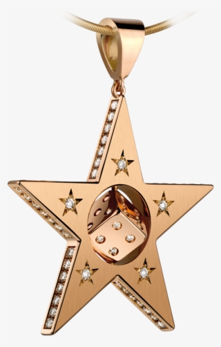 Star Pendant In Red Gold With Facets Brushed And Stars, - Pendant #7620754