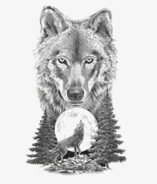 Gray Sketch Art Tattoo Artist Motion Wolf Clipart - Wolf And Moon Tattoo #7621178