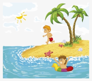 Swimming At The Beach Cartoon #7628263