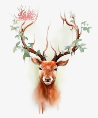 Elk Moose Tattoo Color Deer Head Reindeer Clipart - Tattoo Stag Antlers #7630948