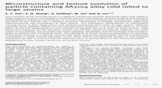 Microstructure And Texture Evolution Of Particle-containing - Document #7631290