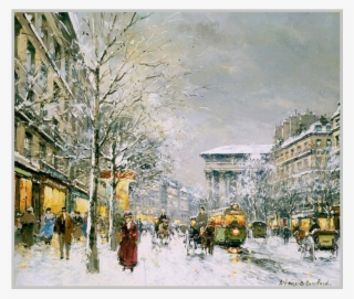 Imagenes De Las Obras Del Pintor Francés Antoine Blanchard - Boulevard De La Madeleine, Sous La Neige #7631942