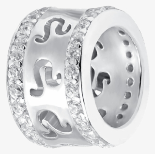 Leo Zodiac Bangle Charm In White Gold Colour With White - Circle #7634074