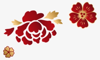 Red Delicate Peony Decoration Vector - Illustration #7635660