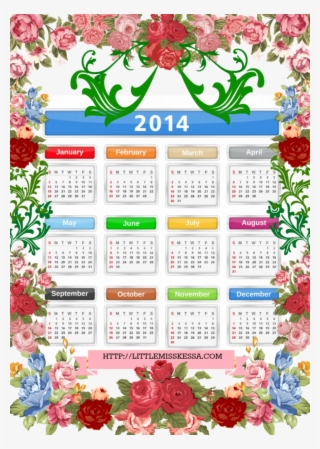 Free 2014 Floral Printable Calendar - Calligraphy - Free Transparent ...