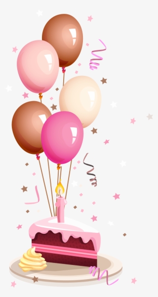 Graphic Royalty Free Download Baloon Vector Cake Balloon - Card Happy Birthday Png #7638529