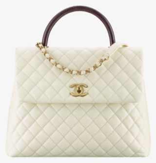 Chanel Ivory/burgundy Calfskin/lizard Large Coco Handle - Shoulder Bag #7640954