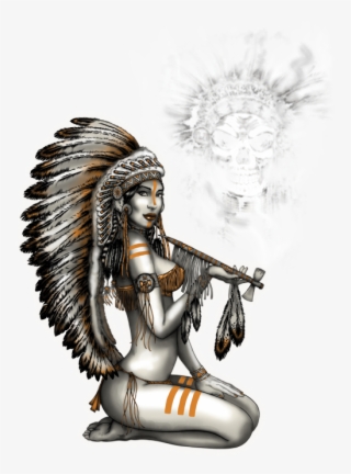 Chief Woman Smoking Pipe - Illustration #7641451