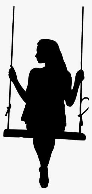 Vector Graphics, - Girl On A Swing Silhouette #7642323