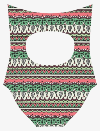 Green Bohemia Lines Strap Swimsuit - Wool #7645499