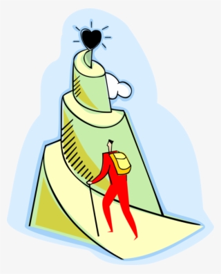 Vector Illustration Of Businessman Climbing Mountain - Autorrealización Animada #7647064