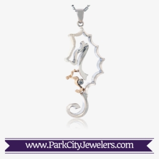 Parent & Baby Seahorse Pendant With Diamond - Gold Ring Colour Stone #7649341