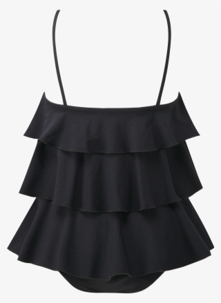 Imaan Black Crepe Ruffle Maillot - A-line #7649849