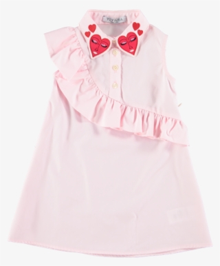 Picture Of Hearts Applique Collar And Ruffles Shirt - Polo Shirt #7649952