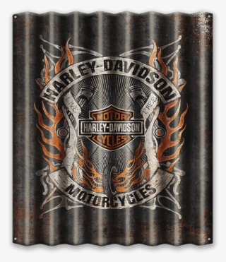 Harley-davidson® Flames Corrugated Metal Sign - Leather #7650292
