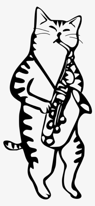 Download Png - Cat Playing Saxophone #7654149