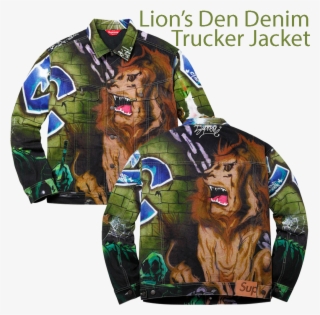 Lion's Den Denim Trucker Jacket - Supreme Lion Denim Jacket #7658977