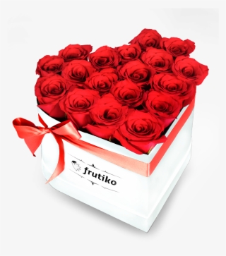 Red Roses White Heart Box - Garden Roses #7661689