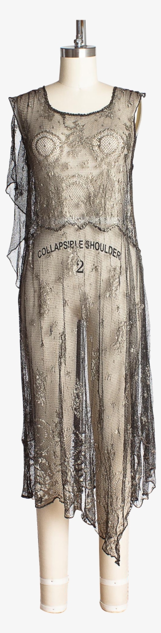 Rare 1920s Parisian Risqué Metallic Lace Asymmetrical - Day Dress #7663428