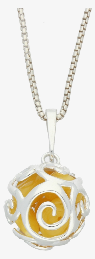 Amber Necklace Swirl Bead Ball Small Silver - Locket #7663636