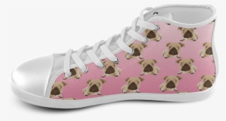 Cute Pugs On Pink Gradient Background High Top Canvas - Fashion Design #7669719