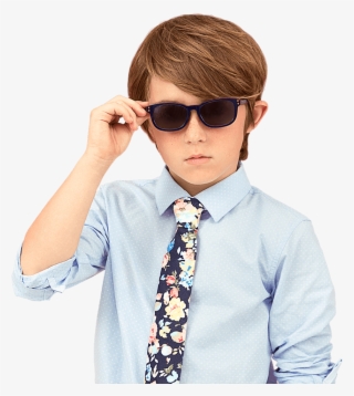 7 Year Old Boy With Stylish Shirt And Flowery Tie Wearing #7671330
