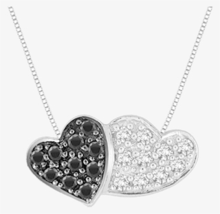 Black And White Diamond Double Heart - Locket #7672538
