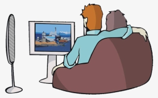 Television Drawing Cartoon Illustration - Old Couple Watching Tv #7673174