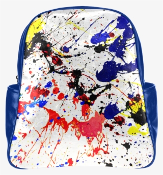 Blue & Red Paint Splatter Multi-pockets Backpack - Black Splatter Paint Apron #7674714