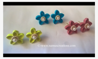 Quillung Flower Shape Earring 4 Pair In Set - Artificial Flower #7674903