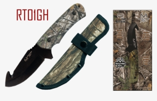 Realtree's Xtra Camo Gut Hook Knife W/ Green Camo Handle - Hunting Knife #7675876