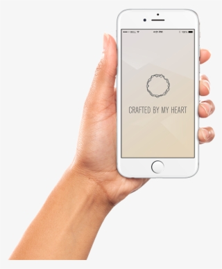 Hand Holding A Iphone 6 Running The Crafted By My Heart - Iphone #7677912