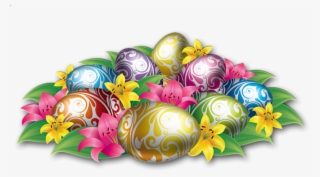 Free Png Large Easter Eggs With Flowers And Grass Png - Background Power Point Bergerak #7680128