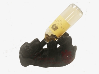 Black Labrador Retriever Wine Holder With Wine, Black - Beer Bottle #7683384