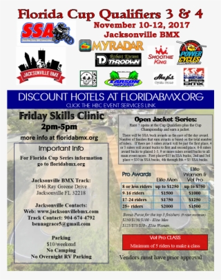 Ssa Florida Cups 3&4 At Jacksonville Bmx Event Flyer - Poster #7686484