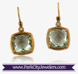 Green Amethyst And Diamond Earrings - Gold Manta Ray Necklace #7690860