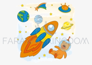Space Astronaut Children Cartoon Vector Illustration #7692035