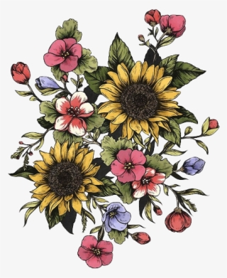 Tattoo Good Sunflower Trees Tumblr Vibes Design Clipart - Vintage Flower Drawing #7698455