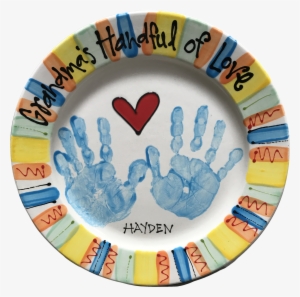 Hand Print Plate Painted At As You Wish Pottery - Circle #770020