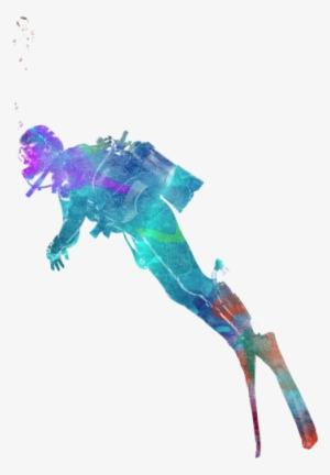 Bleed Area May Not Be Visible - Man Scuba Diver 02 In Watercolor #772479