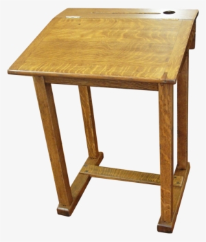 Vintage Oak School Desk Converts From Flat To Slant - Wooden School Desk Png #773496